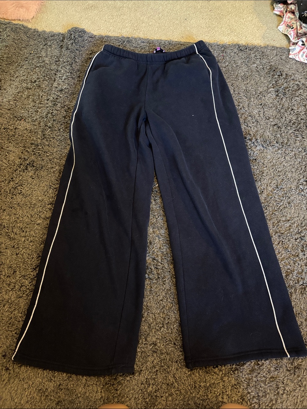 Edikted Navy Wide Leg Sweatpants